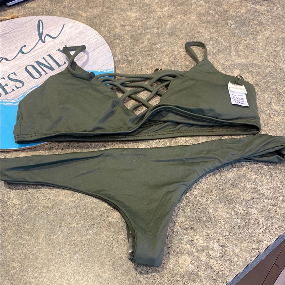 L*Space Olive Green Bikini Set